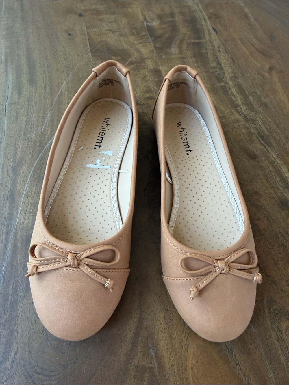 WHIT Women's Light Tan Bow Ballet Flats Size 7.5 Medium